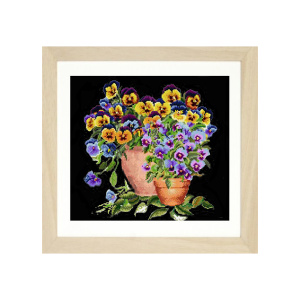 Набор для вышивания "Анютины глазки", канва аида (черная) 16 ct. Арт 601.05                 