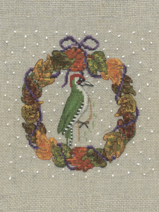 Набор для вышивания "October wreath - Green Woodpecker" (Октябрьский венок "Зеленый дятел"). Арт 2697