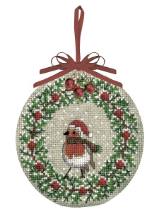 Набор для вышивания елочной игрушки "Christmas Bauble Robin" (Рождественский Робин). Арт 2677