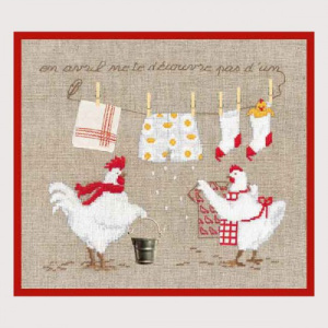 Набор для вышивания:"EN AVRIL NE TE DECOUVRE PAS D UN" (Петух и курочка). Арт 2665