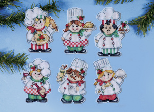 Набор для вышивания елочных украшений "Снеговики кулинары". Арт 1687