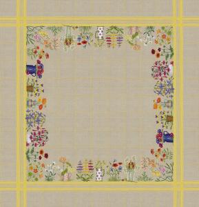 Набор для вышивания скатерти "FLEURS DE POTS" (Цветы в горшках). Арт 6032