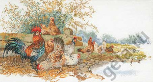 Набор для вышивания "Куры", канва аида 16 ct . Арт 2038A                   