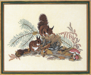 Набор для вышивания "Белки на пеньке". Арт 12-826                  