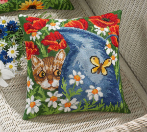 Набор для вышивания подушки "Кот и кувшин". Арт 83-4149