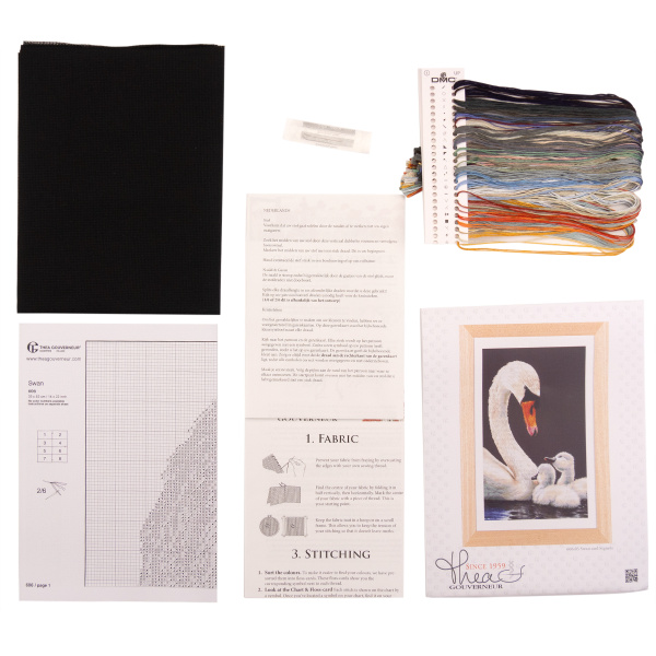 Набор для вышивания "Лебедь", канва аида (черная) 16 ct. Арт 606.05