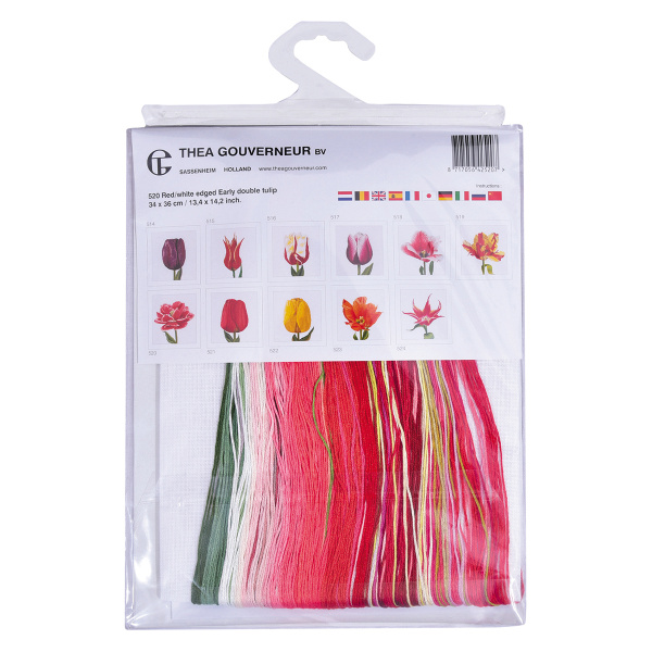 Набор для вышивания "Ранний, красно-белый тюльпан", канва лён 36 ct. Арт 520