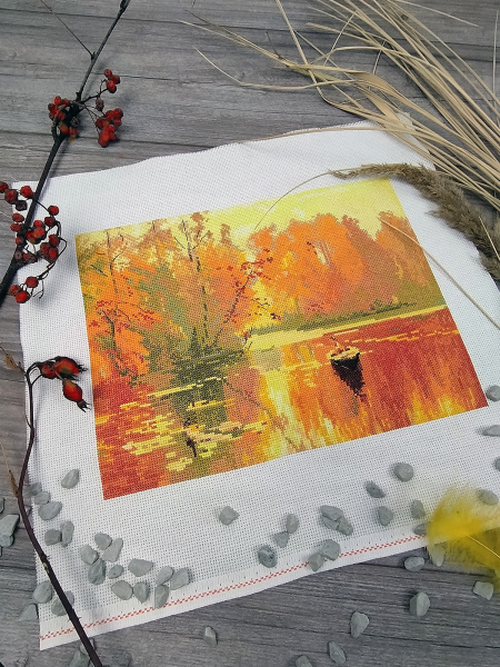 Набор для вышивания  "Осень.Рыбалка". Арт 02.012.10