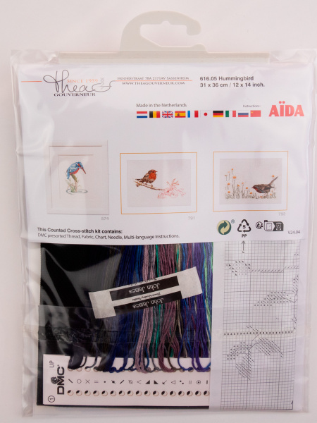 Набор для вышивания "Колибри", канва лен 32 ct, 31 х 36 см. Арт 616+658936+