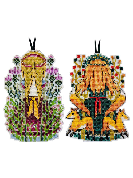 Набор для вышивания на пластиковой канве "Девы лета и осени". Арт 23.001.10