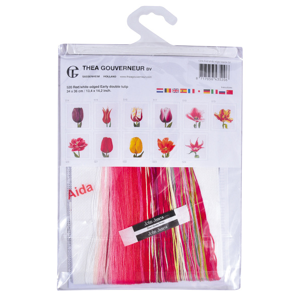 Набор для вышивания "Ранний красно-белый тюльпан", канва аида 18 ct . Арт 520A